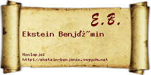 Ekstein Benjámin névjegykártya